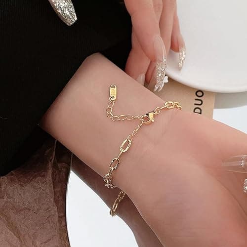 Alegend Titanium Steel (Not Rust, Resist Corruption, Easily Clean) 18K Gold Plated Cross - Embossed Paperclip Chain Bracelet Stylish, Durable & Ideal Giftable Chain - Thumbnail 5