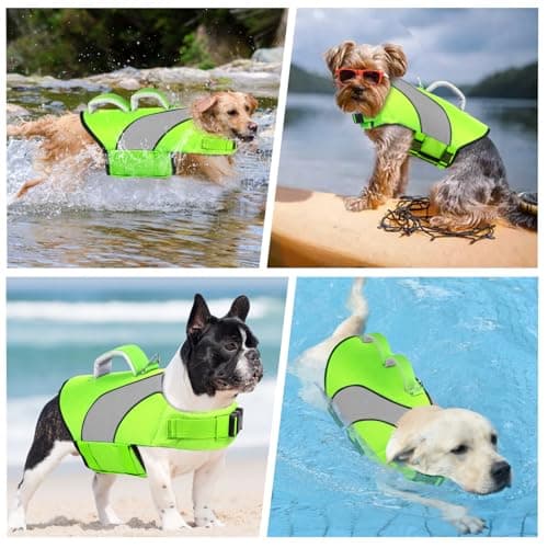 Doglay Dog Life Vest, Dog Life Jacket with Double Rescue Handles and Reflective Stripes, Adjustable High Visibility Swimming Safety Vest,Pet Life Preserver Lifesaver for Small Medium Large Dogs. - Thumbnail 4