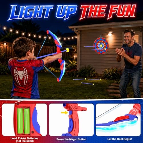 TIGTECGAME Bow and Arrow for Kids, LED Light Up Archery Shooting Set, 10 Suction Cup Arrows, Indoor Outdoor Backyard Game Toys for Boys & Girls Ages 4-12, Birthday - Thumbnail 3
