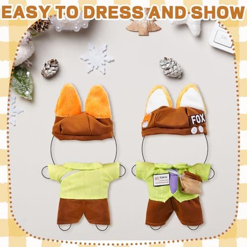 3PCS Fox Character Doll Costume Set Green Shirt and Tie Outfit for 15-17cm 4 Inch Blind Box Animal Dolls - Thumbnail 6