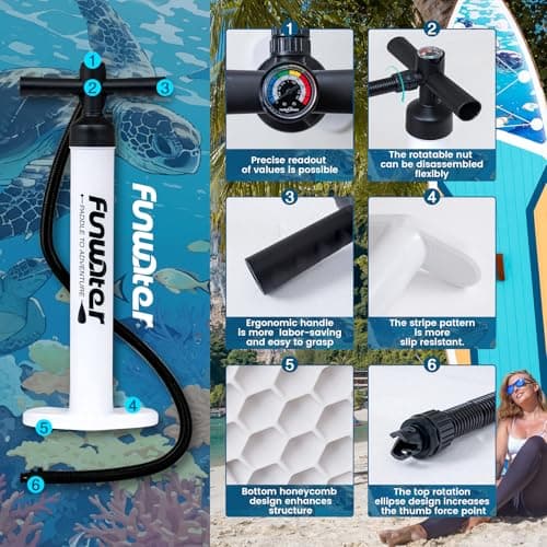 FunWater 10'6×33"×6" Inflatable Stand Up Paddle Board with Premium SUP Paddleboard Accessories, Wide Stable Anti-Slip EVA Deck,Paddle Boards for Adults & Youth of All Skill Levels - Thumbnail 6