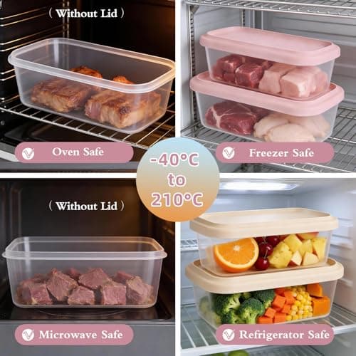 LGTLEBES Silicone Food Storage Containers with Lids, 2-Piece Set (500ml & 900ml) - BPA-Free - Kitchen Organization for Meal Prep, Snacks, Leftovers Freezer, Microwave & Dishwasher Safe (Cream) - Thumbnail 5