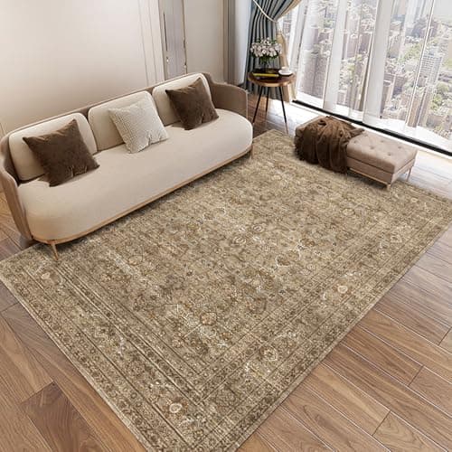 Washable Area Rugs, Bohemian Large Carpet for Living Room Bedroom,8'x 10' Brown - Thumbnail 5