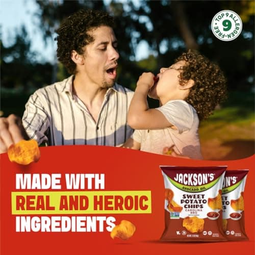 Jackson’s Sweet Potato Kettle Chips Avocado Oil Variety Pack made with Premium Oils (1.5 oz, Pack of 18) Sea Salt, Ranch, and BBQ Flavors - Allergen-friendly, Gluten Free, Vegan - Thumbnail 5