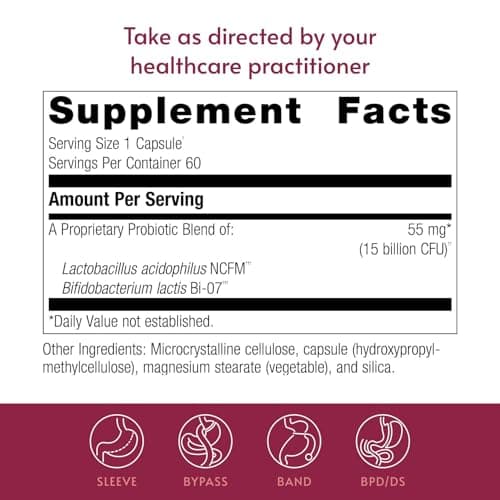 Bariatric Advantage FloraVantage Balance Capsules - Probiotic Supplement for Bariatric Surgery Patients - Healthy Immune Support* with Proprietary Strain Blend - 60 Count - Thumbnail 4