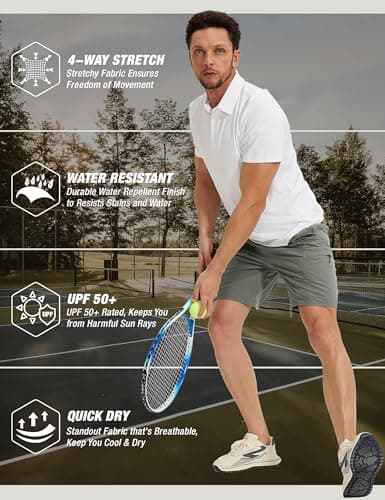 MOURCE Summer Hiking Shorts Men with 5 Pockets - Slim Fit Casual Golf Shorts for Running Fishing, Sage Green - Thumbnail 5