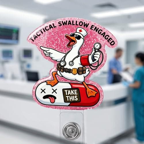 Retractable Badge Reel with Alligator Clip, Heavy Duty, Cute Funny ID Name Tag Holder for Nurses, Doctors, Teachers, and Office (Pink-Take This) - Thumbnail 6