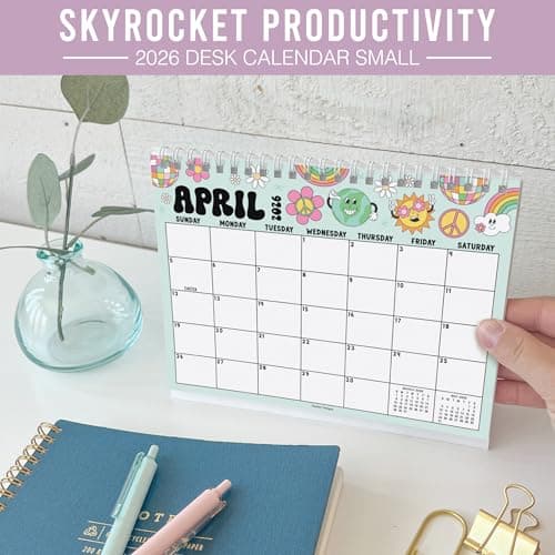Small Desk Calendar 2026-18-Month 2026 Desk Calendar Small for Home, Office & Classroom, Standing Flip Desks Calendars 2026-2027, Teacher Appreciation Gifts, Graduation Gifts - Thumbnail 6