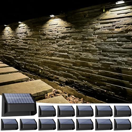 Yivsen Solar Fence Lights, Warm White & RGB Fence Lights Outdoor Step Lights Outdoor Waterproof LED Solar Lighting for Outside, Backyard, Patio, Deck, Stair Handrail, Pool and Wall(12 Pack,Black) - Image 1