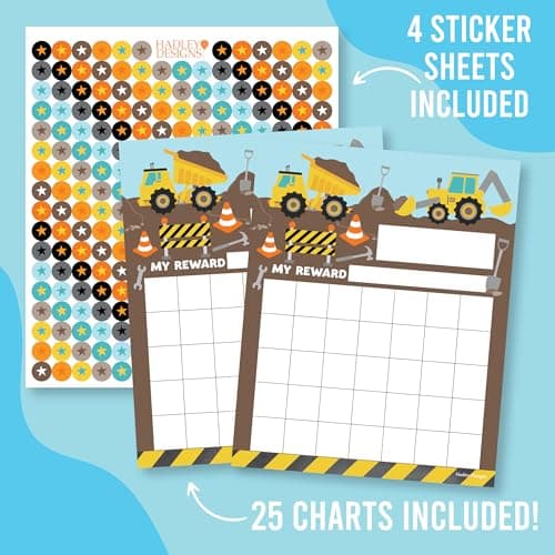 Sticker Chart for Kids Behavior at Home & Classroom - 25 Reward Chart for Kids Incentives, Gold Star Sticker Sheets, Construction Incentive Charts for Classroom Must Haves - Thumbnail 3