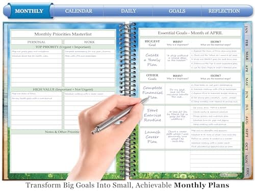 Tools4Wisdom Planner 2026-2027 - Dated April 2026-2027 June - Weekly Monthly Daily Academic Year Calendar with Stickers, Tabs, Pocket & Thick Paper - Spiral Bound 8.5x11 Hardcover - A6J7 - Patriotic Flag - Thumbnail 2
