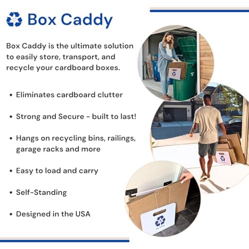 Box Caddy - Cardboard Recycling Organizer. The ultimate solution to store, transport, and recycle your boxes. Eliminates cardboard clutter. (White/Blue) - Thumbnail 3