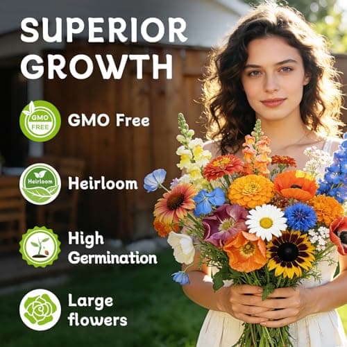 LUOJIBIE Wildflower Seeds Bulk, 10,000+ Flowers Seeds for Planting Outdoor, 16 Varieties Annual & Perennial Flowers Seeds Mix Color for Garden, 2 Oz Packet, Non-GMO, Attracts Pollinators, Easy to Grow - Thumbnail 4