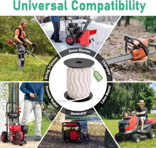 Alrhipvm Pull Cord Rope 100ft x 1/8"(3mm), Recoil Starter Rope Pull String for Small Engine, Pull Rope for Lawn Mower Generator Chainsaw Trimmer Edger Brush Cutter - Thumbnail 6