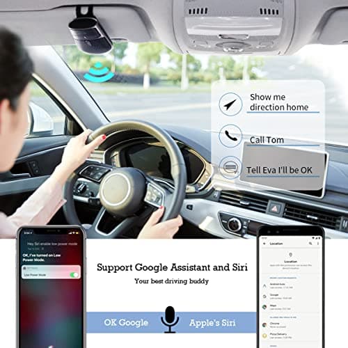Bluetooth Phone Speaker for Car, SUNITEC Hands Free Bluetooth Car Speaker for Cell Phone, Support Siri Google Voice Assistant, AUTO Power ON Off, Speakerphone with Visor Clip - Thumbnail 2