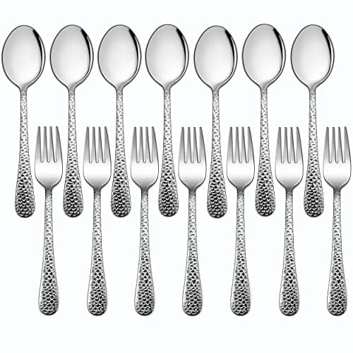 LIANYU 14-Piece Toddler Silverware Set, Stainless Steel Utensils Flatware Set for Children, Includes 7 Kids Spoons and 7 Kids Forks, Child Preschooler Cutlery, Dishwasher Safe
