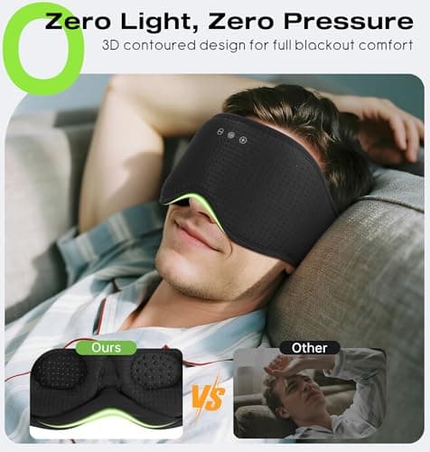 MUSICOZY Sleep Headphones with Bluetooth 5.4 Sleep Mask, Removable 3D Eye Cups for Zero Pressure Comfort, Wireless Bluetooth Eye Mask for Sleeping with Timer - Thumbnail 2