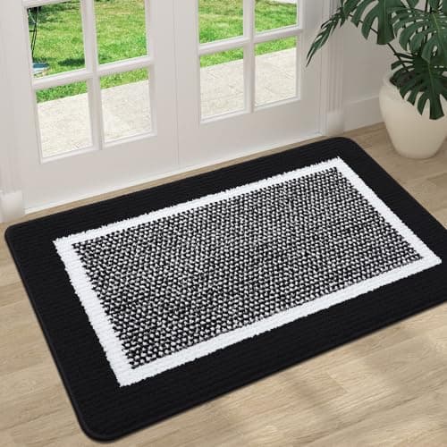 Colorxy Indoor Door Mat, Non-Slip Absorbent Resist Dirt Entrance Mat, Sturdy Low-Profile Inside Floor Mats, Washable Front Entry Doormats for Entryway, 30''x17'', Black - Image 1