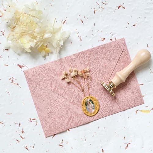 Pilloze Frame Wax Seal Stamp, 3D Embossed Relief Carving Head and Wood Handle for Wax Seal Stamp Kit, Decor ffor Thanksgiving Card/Envelope/Gift Wrap/Wedding Engagement Party Invitation (F3) - Thumbnail 6
