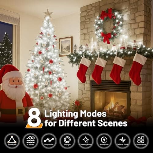 Domolli Christmas Lights 1000 LED 328 FT, Waterproof Christmastree Lights with 8 Modes, Remote Control 3 Timers & Memory Function Xmas Decorations for House and Holiday (Cool White) - Thumbnail 3