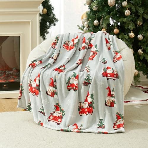 Cozy Bliss Gnome Throw Blanket Christmas Blanket Warm Plush Throw Blanket,Ultra Soft Cozy Blanket for Couch,Sofa and Bed(Xmas Gnome in Truck,50"x60") - Image 1