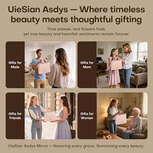UieSian Asdys Lighted Makeup Mirror 10X Magnification, Dimmable Touch Control Vanity Mirror, Portable Travel Desk Mirror with Stand, Birthday Valentine's for Women Girlfriend Wife Mom Daughter - Thumbnail 6