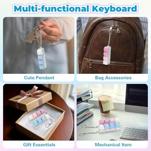 Netholid 2 PCS Keyboard Fidget Toys for Adults Silent and Loud Keyboard Clicker Keychain Sensory Toy for Anxiety Stress Relief Autism (Blue&Purple, 4 in 1-2P) - Thumbnail 6