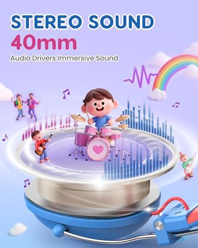awatrue Kids Headphones, 74/85dB Safe Volume Limit, Stereo Sound, Wired On-Ear Headphones for Kids Boys Girls, 3.5mm Jack for Tablet, iPad, Kindle, YOTO Player, Airplane Travel, Blue - Thumbnail 3