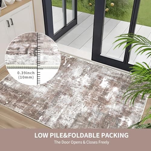 Dotiiorug Modern Abstract Washable Area Rug for Living Room,Low Pile 6x9 Non Slip Carpet Non-Shedding Area Rug Soft Indoor Stain Resistant Rug Brown - Thumbnail 6