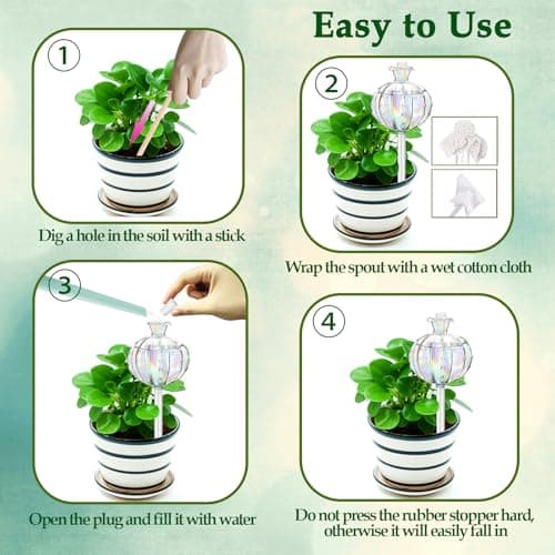 4 Pack Self Watering Planter Insert,Plant Watering Devices Plant Watering Globes for Indoor Plants,Easy Plants Live Houseplants Self Watering Plant Accessories Indoor Items for Plant Lovers - White - Thumbnail 5