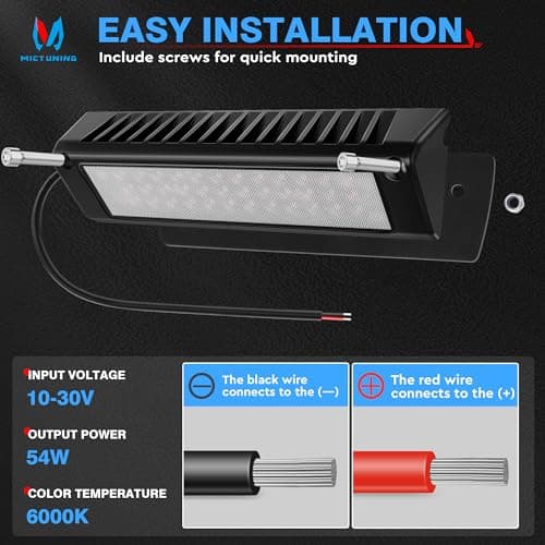 MICTUNING RV Porch Light, 9 Inch 54W LED Exterior Utility Awning Light 6000K, Aluminum Housing IP67 Waterproof Replacement Lighting for Trucks, Trailers Bus Marine Boats Campers - Thumbnail 4