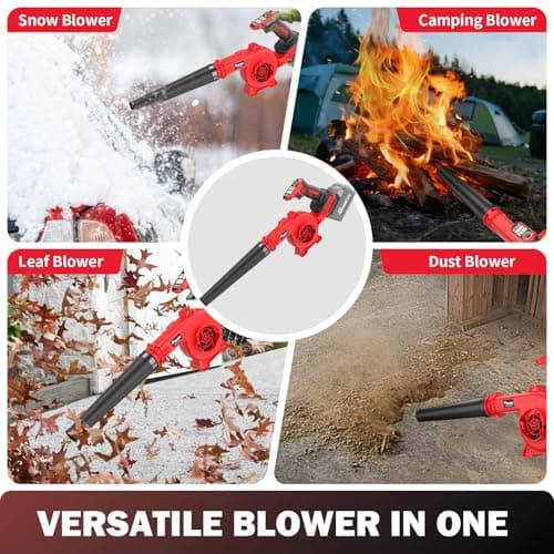 20V Cordless Leaf Blower - 4-Speed Electric Blower, Lightweight for Quick Yard Cleanup, Patio, Driveway & Dust Removal - Complete Lawn Care Blower Kit(Only Tool,Red) - Thumbnail 6