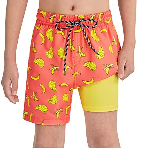 Cozople Little Boys Quick Dry Swim Trunks UPF50+ Stretchy Compression Liner Swim Shorts Summer Stylish Banana Graphic Boxer Brief Bathing Suit for Kids Anti Sand Chafe Swimwear Size 4 - Thumbnail 6