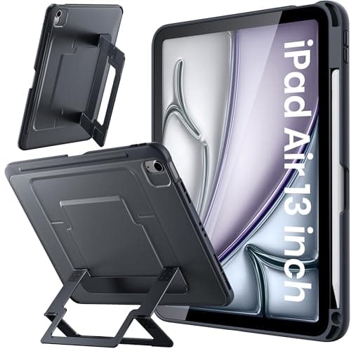 WSKEN for iPad Air 13 Inch Case - M4/M3/M2 (2026/2025/2024), Multi Adjustable Kickstand Cover, Ultra-Stable Cover with Pencil Holder, Shockproof Protective Design for iPad Air 13 Inch Case, Black