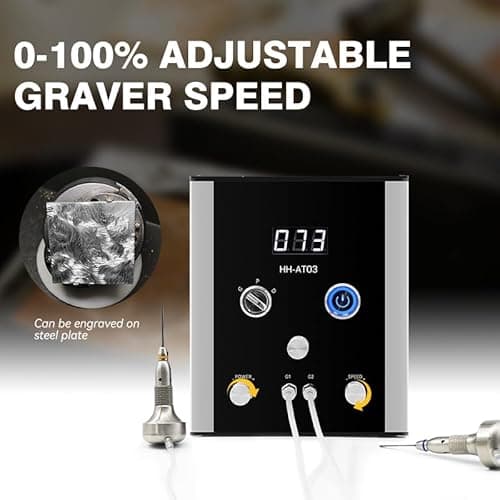 Katway Air-Free Pneumatic Engraving Machine - Dual-Head Pneumatic Impact Engraver for Jewelry and Metal Crafting, Jewelry Making Engraving Machines & Tools AT03 (Black) - Thumbnail 2