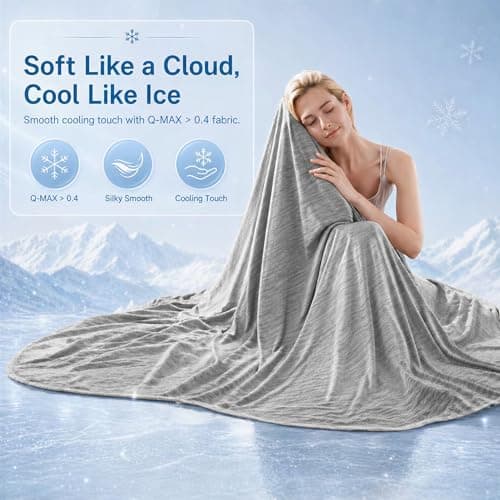 King Size Cooling Blanket for Hot Sleepers - Lightweight Breathable Cool Cold Blanket - Keep Cool for Night Sweats, Soft Thin Ice Blankets for Bed Couch Sofa, (Light Gray, 90"x108") - Thumbnail 4