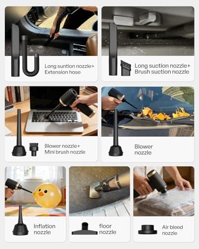 Handheld Car Vacuum Cordless, 140W, 19000Pa Powerful Suction, Max 40 Mins Runtime, Brushless Motor, Rechargeable 7800mAh Battery, One-Touch Dust Disposal, Portable Vacuum for Car, Home, Office, Pets - Thumbnail 3