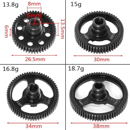 Qloi-LeUe Spur Gear 48T 55T 62T 70T 48P Hardened Steel Gears for Traxxas 1/10 Ford Bronco 4-Tec 2.0/4-TEC 3.0 Upgrade Parts (48T) - Thumbnail 2