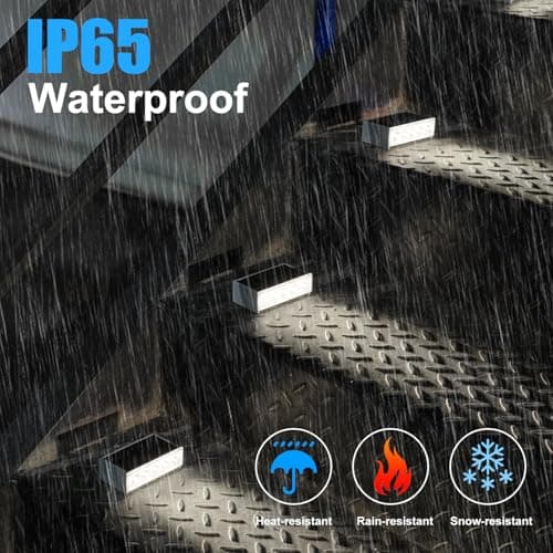 T-SUN Solar Step Light Outdoor, 6 Pack Solar Stair Lights, 6000K Step Lights Outdoor Solar Powered Waterproof LED Outdoor Solar Lights for Steps Deck Court Garden Balcony Patio Stair Porch - Thumbnail 5