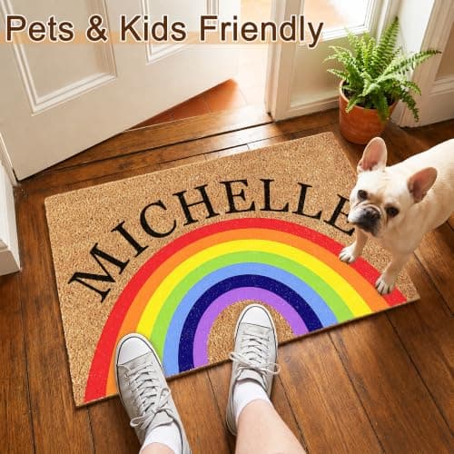 Fincekoom Personalized Natural Coco Coir Door Mat with Heavy Duty Backing Custom Non-Slip Front Door Welcome Mats for Outside Entrance or Porch Entry Housewarming Gift for Home Decor - Thumbnail 5