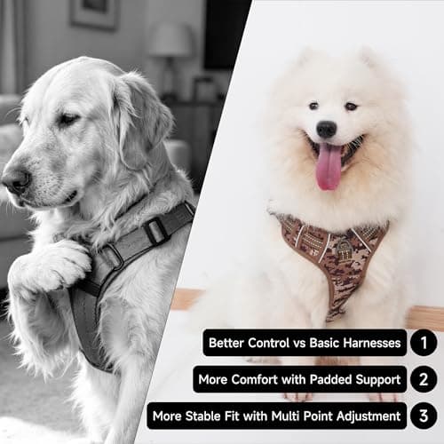 Tactical Dog Harness for Large Dogs, No Pull Military Service Dog Vest with Handle&Molle, Heavy Duty Reflective Adjustable Harnesses for Training Walking Hiking German Shepherd Golden Retriever - Thumbnail 5