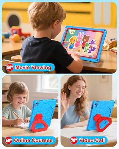 YIHE Shockproof Kids Case for iPad (A16) 11th Generation 11 Inch 2025/ iPad 10th Generation 10.9 inch 2022, Durable Protective Cover with Built-in Screen Protector & Stable Stand, Blue Red - Thumbnail 4