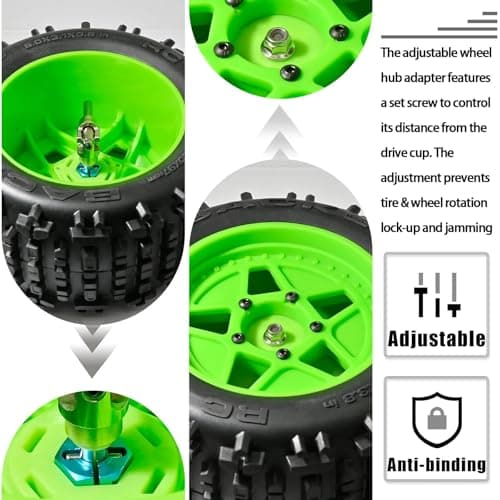 Fraizoe RC Aluminum 12mm Hex Wheel Hub 4Pcs w/Axle Pin M4 Flange Lock Nut Standard M3 M4 Nut 6mm Thickness Wheel Drive Adapter for 1/10 Traxxas HSP Redcat Rc4wd Tamiya Axial SCX10 WLtoy RC Car(25Pcs) - Thumbnail 3