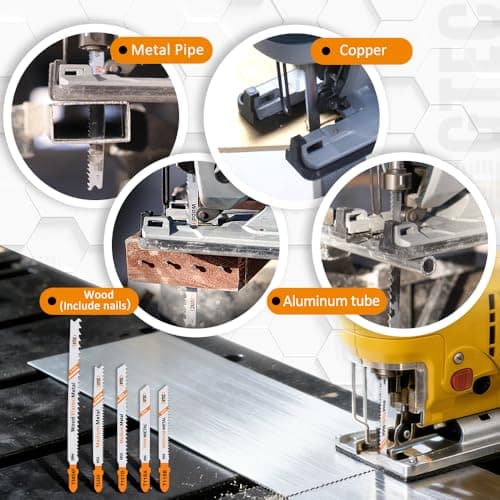 50PCS T Shank Jigsaw Blades Set - BGTEC HCS/HSS Jig Saw Blades for Wood, Plastic and Metal Cutting(T118A,T118B,T127D,T123X,T101AO,T101B,T101BR,T101D,T144D,T345XF) - Thumbnail 4
