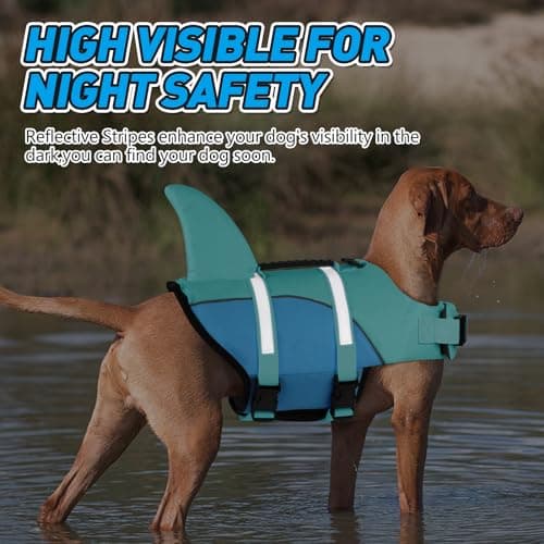 Doglay Shark Dog Life Jacket with Adjustable Vests for Swimming Boating, Ripstop Pet Flotation Vest for Small Medium Large Dogs - Thumbnail 5