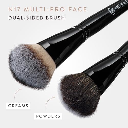 BK BEAUTY - NIKKI LA ROSE N17 MULTI-PRO FACE BRUSH – Dual-Sided Paddle Brush for Face Application, Liquid, Powder Blending - Bronzer, Contour, Blush, Foundation - Thumbnail 4