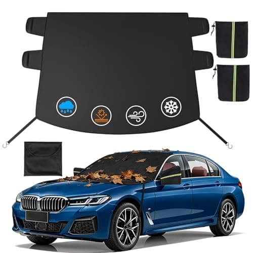 Instraella Windshield Cover for Ice and Snow, All-Season Car Windshield Cover with Heavy Duty Oxford Fabric, Windproof Front Window Protector Sun Shade with Mirror Covers for Cars, SUVs and Trucks