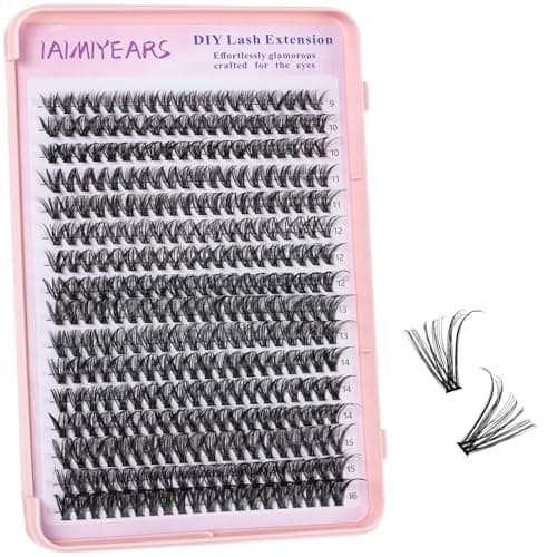 Lash Clusters Wispy 9-16mm 320pcs Volume Lash Extensions D Curvature Individual Lashes DIY Eyelash clusters Lashes fluffy false eyelashes(40D,0.07,9-16mm)