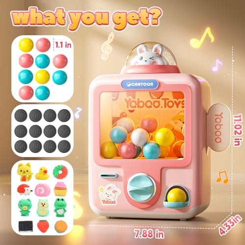 Skirfy Vending Machine Kids Toys Mini Claws Machine 12 Erasers Operated Gumball Prize Machine Maker Game Claws Machine Easter Game Sensory Toys Dolls Gifts（Pink） - Thumbnail 3
