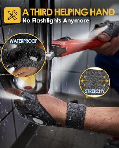 Fathers Day Dad Gifts for Husband, Led Flashlight Gloves Lighted Gloves with Lights, Mens Gifts for Men Him Papa Grandpa Who Wants Nothing, Cool Gadgets for Men Fishing Camping Handyman Repairs - Thumbnail 4